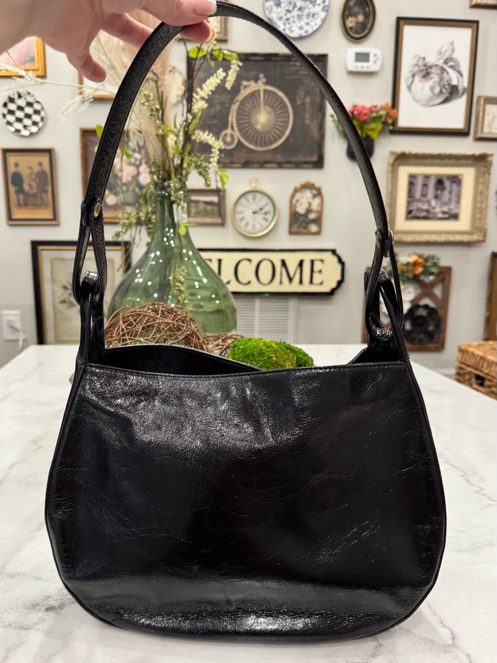 HOBO Black Leather Shoulder Bag with Single Strap
